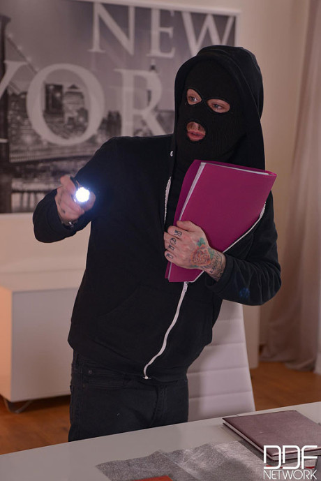 Redhead maid Isabella Lui gets butt boned during a home invasion - #210571