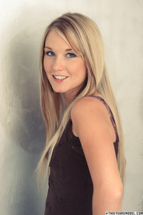 Gorgeous blondy holds her denim jeans after getting undressed #10944