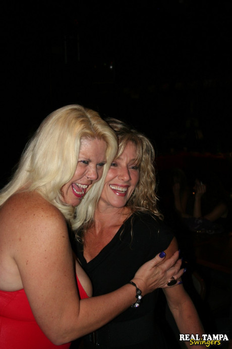 Pretty amateur mom Double Dee flaunts her giant tits with her friend in a club - #40482