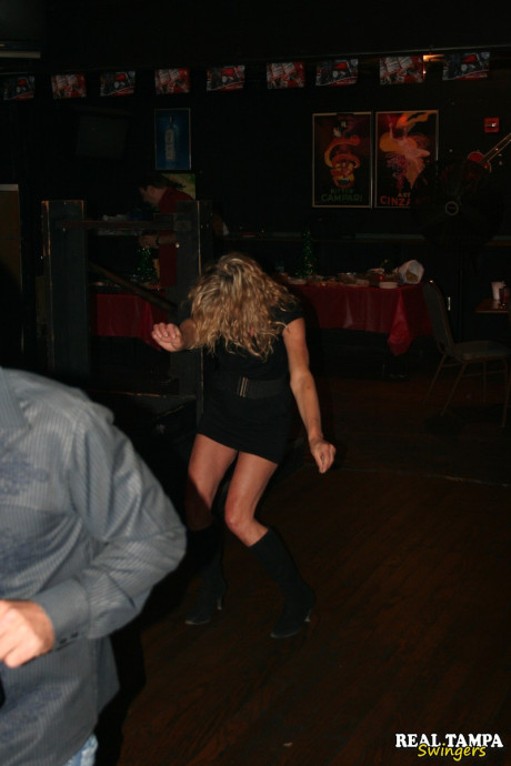 Pretty amateur mom Double Dee flaunts her giant tits with her friend in a club - #40486