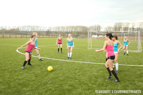 Soccer skanks show their bodies at the field before lesbian fling in a shower - #10864