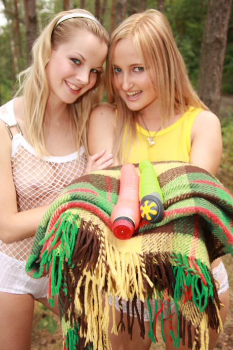 Petite amateur lesbians Paris and Rose undress and fuck in the woods - #48403