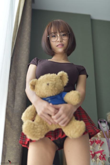 Pretty lovely asian teenie flaunts her hot ass wearing a miniskirt and panties - #118139