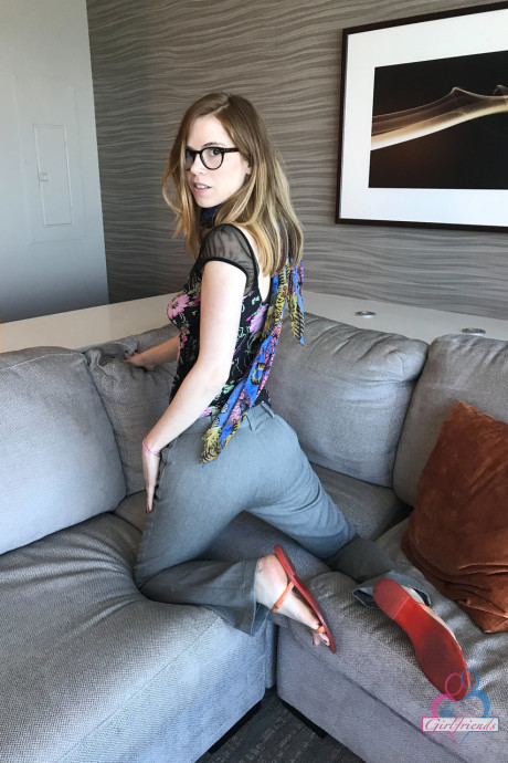 Thin red hair Pepper Hart shows her natural melons & spreads her bushy pussy - #65969