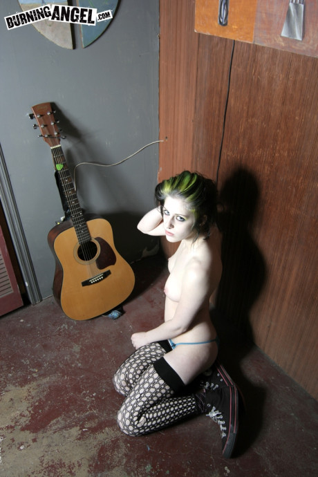 Goth misfit Rubella loses her clothes to display her soft body and perky boobs - #233825