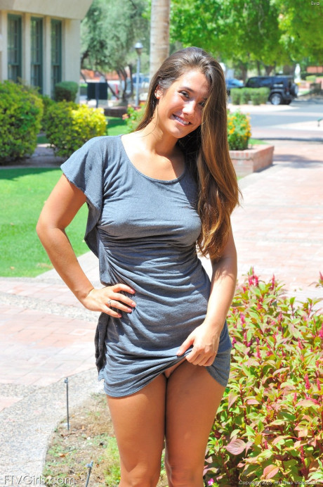 Blondie babe Eva sitting on a enormous dildo after teasing nude in public - #110077