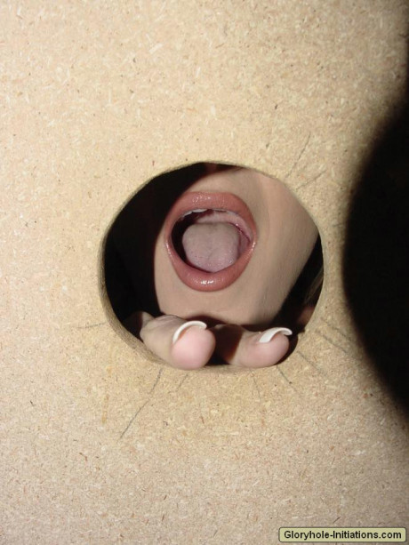 Skinny chick girlfriend woman Leanne gagging herself with a giant cock & eating spunk at a gloryhole - #113307