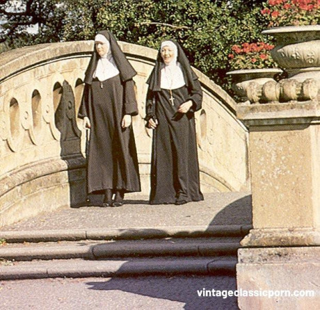 Perverted nuns getting involved in a dirty vintage 3some with an cougar stud - #15709