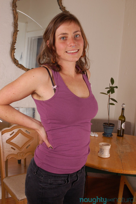 Dirty amateur Tanya unveils her hairy armpits and twat in a solo striptease - #154890