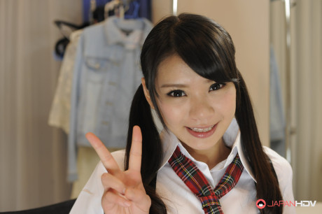Japanese coeds Akubi Yumemi & Runa Kobayashi show their twats and butts - #22456