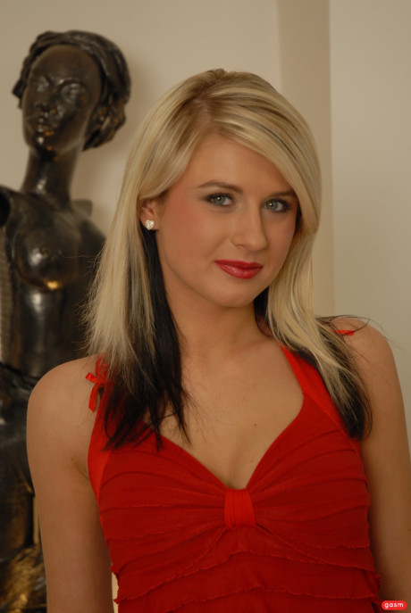 Hot German pornstar drops her dress at a museum and shows her pretty bra - #187484