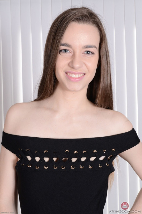 Adorable babe Tali Dova drops her ebony dress and stretches her bush in a solo - #161517