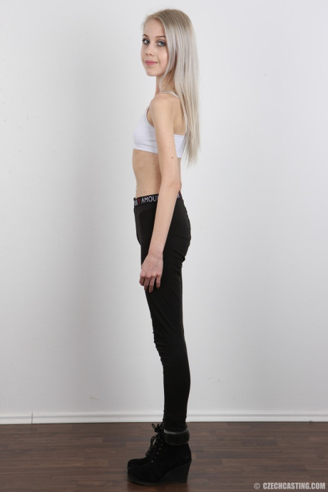Skinny 18 year old virgin Natalia takes off her clothes to stand in the undressed - #38475