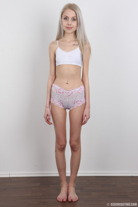 Skinny 18 year old virgin Natalia takes off her clothes to stand in the undressed - #38477