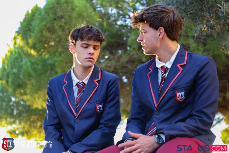 Caucasian students remove their uniforms during their first gay sex experience - #219296