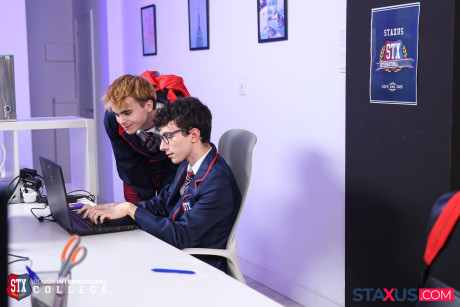 Caucasian students remove their uniforms during their first gay sex experience - #219298