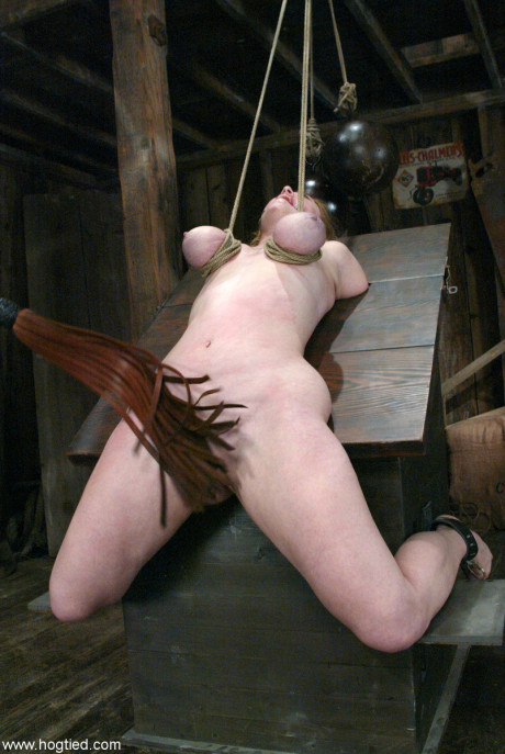 Hot submissive babe Dee Williams gets her gigantic breasts tied up on a BDSM table - #26106