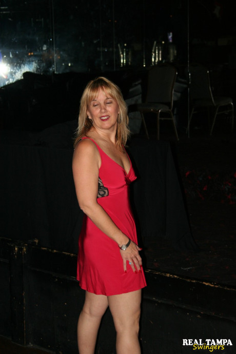 Insatiable swinger wives show off their huge boobs and lick hard dongs in public - #21641