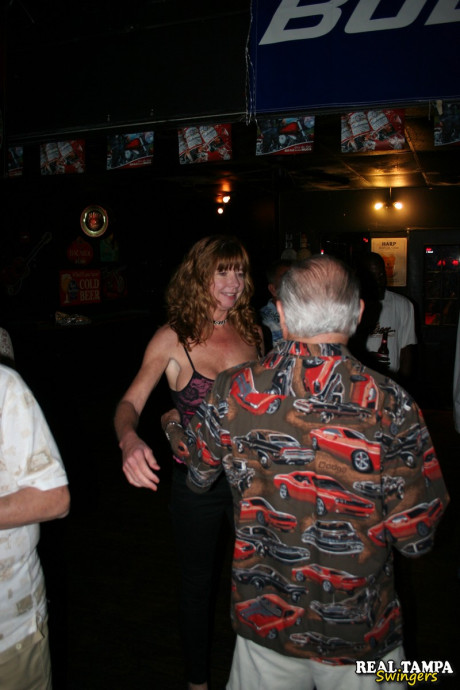 Insatiable swinger wives show off their huge boobs and lick hard dongs in public - #21648