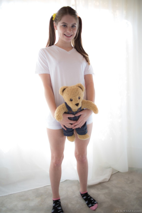 Sweet brunette teen Alice March spreads her legs and shows twat and ass in solo - #201628