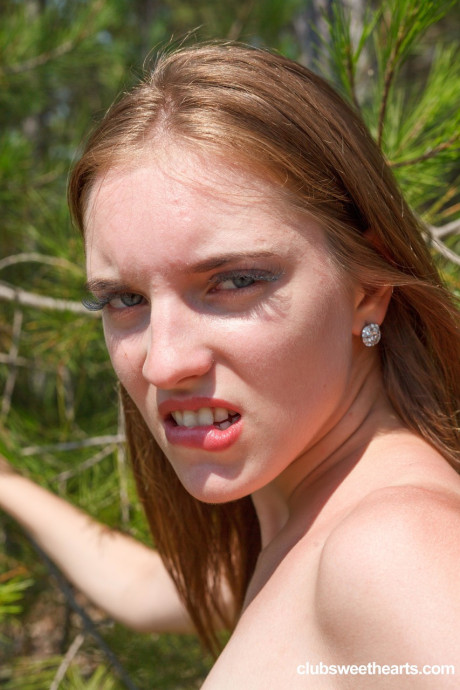 Lovely young Vika Lita displays her pointy boobs and fingers her cunt outdoors - #126176