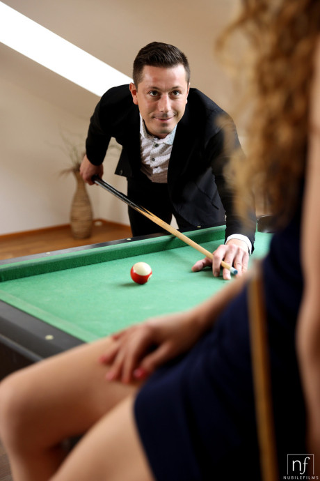 Teenage virgin Sabrina Spice gets seduced and screwed on the pool table - #214987