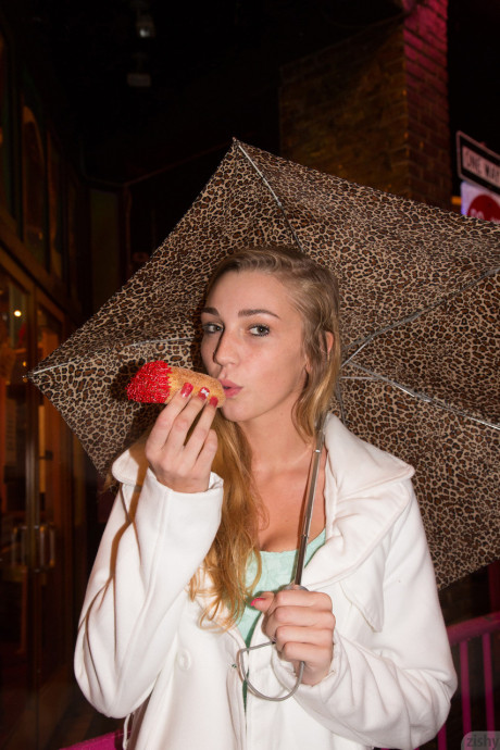 Cute blonde babe Kendra Sunderland flashing juicy monstrous titties in public - #24866