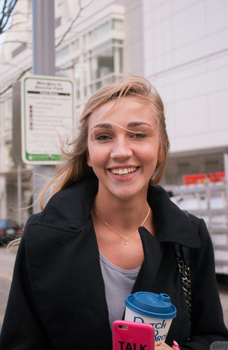 Cute blonde babe Kendra Sunderland flashing juicy monstrous titties in public - #24871