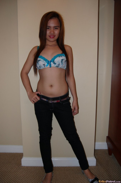 Brunette transexual Kate shows her petite figure and licks a boner in POV - #188676