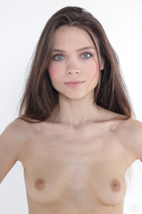 Ravishing cute teen Adriana showing her small melons & her tight shaved twat - #49277