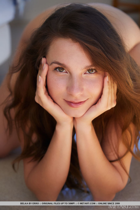 Gorgeous brunette young Belka slips out of a summer dress to pose in the nude - #109010