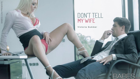 Blondie secretary Victoria Summers seducing office sex in long ebony skirt - #108557