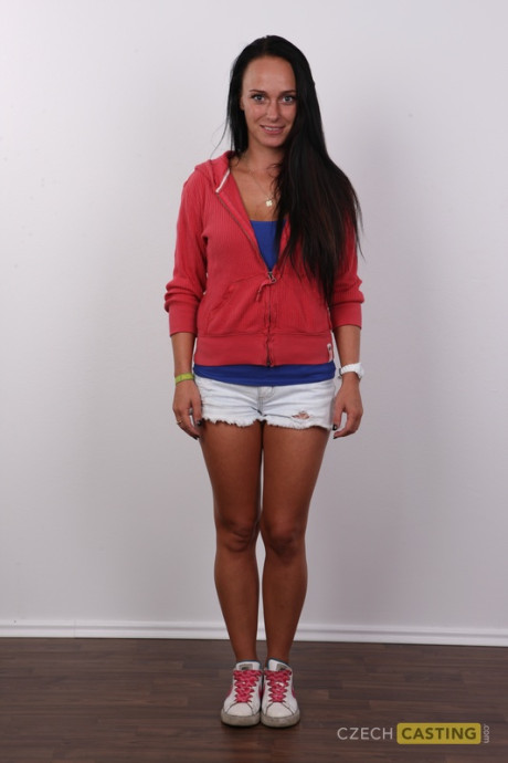 Amateur lady broad with long brunette hair takes off her clothes one item at a time - #186266