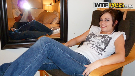 Bottomless lady GF woman Brandy sucks on her stud enormous dong during homemade POV action - #229979