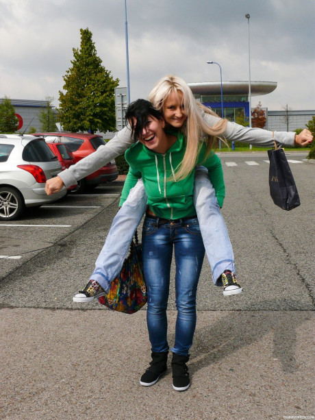 Amateur lesbians Nicoletta H and Cindy F French kiss, strips and fuck - #221136