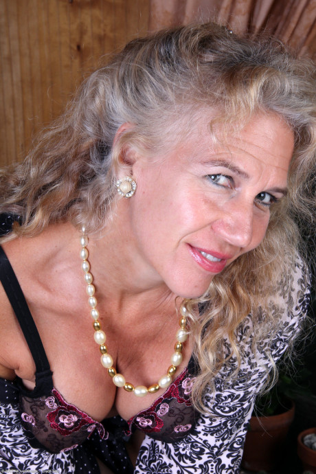 Slutty mature Sabrina P shows her enormous juggs and rubs her clam in a solo - #130744