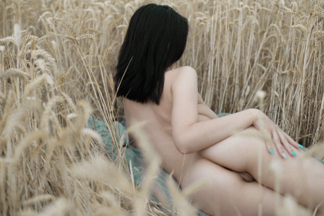 Breathtaking amateur babe Lyalya massages her monstrous breasts in a wheat field - #94946