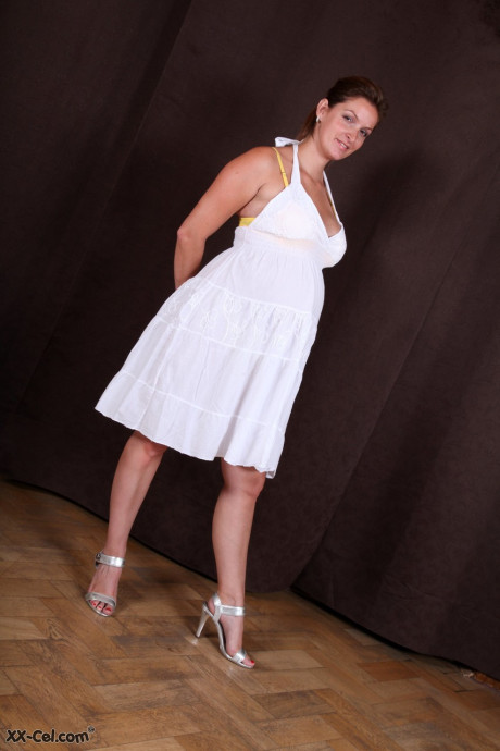 Pregnant cutie lady lady Ves strips naked to show her bulging tummy & her monstrous breasts - #196202