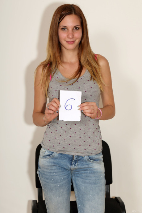 Amateur Hungarian teenie Candy charming stripping and posing at a casting - #126122