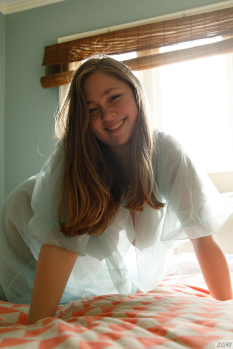 Beautiful attractive amateur babe with gigantic boobs Rose Fessenden posing in her sheer dress - #130835