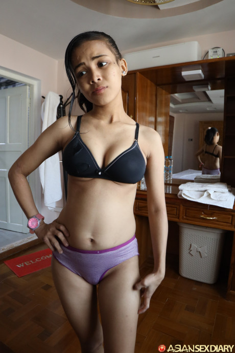 Cute tasty oriental babe Joy D shows her trimmed pussy up close & gets a POV dicking - #257408