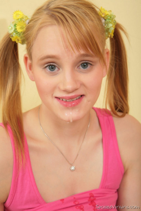 Fresh young looking schoolgirl gets spunk on face after 2 boys take her virginity - #105516