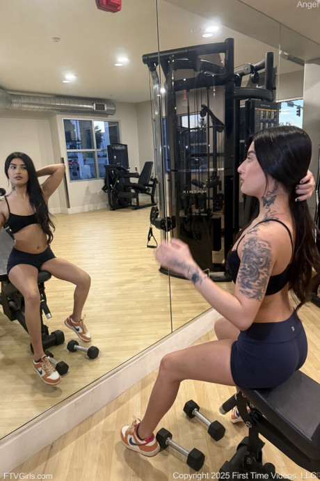Charming amateur babe Angel teasing with her humongous round behind at the gym - #267727