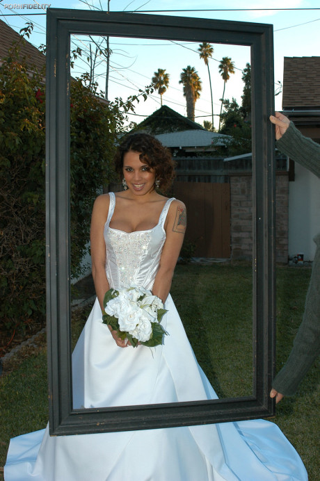 Stunning latina bride Renae Cruz flashes her hot fake melons on her wedding day - #58694