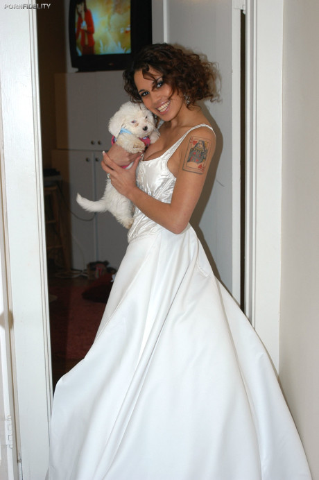 Stunning latina bride Renae Cruz flashes her hot fake melons on her wedding day - #58698
