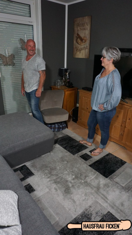 Chubby German grandmother strips off jeans to pleasure fiance with blowjob & bang - #52139