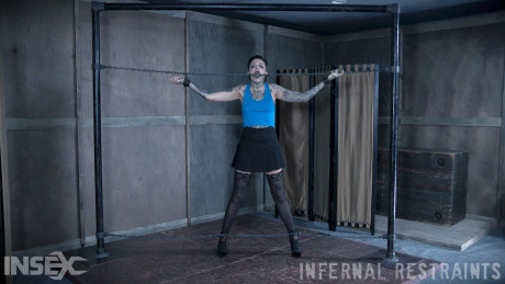 Tattooed female Leigh Raven has her moth forced open during BDSM play - #126045