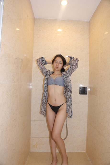 Lonely brunette slut girlfriend girl Anna Lee posing in her lovely underwear in a solo - #255907