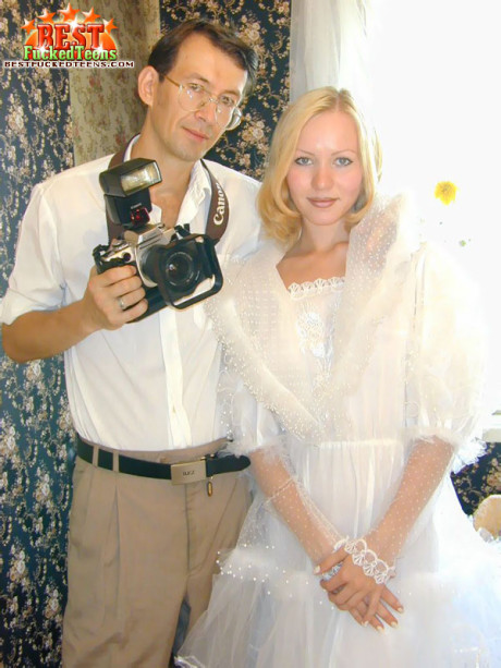 Blondy teen has her cunt licked and poked wearing her mother's wedding dress - #137954