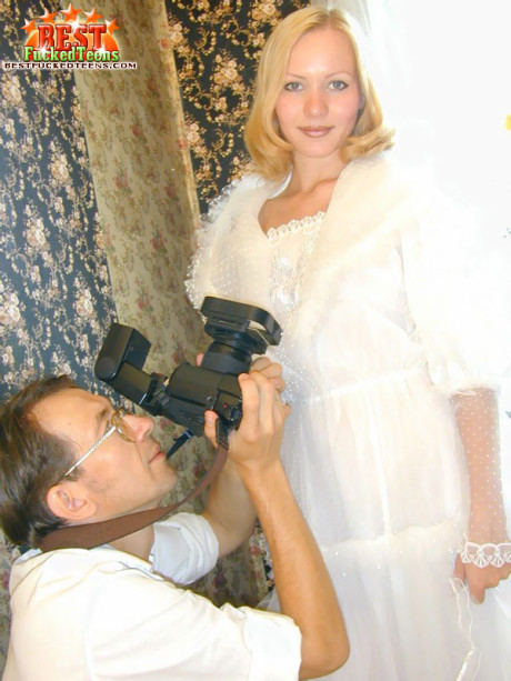 Blondy teen has her cunt licked and poked wearing her mother's wedding dress - #137955